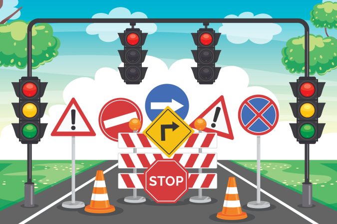 Traffic Concept With Lights And Equipments