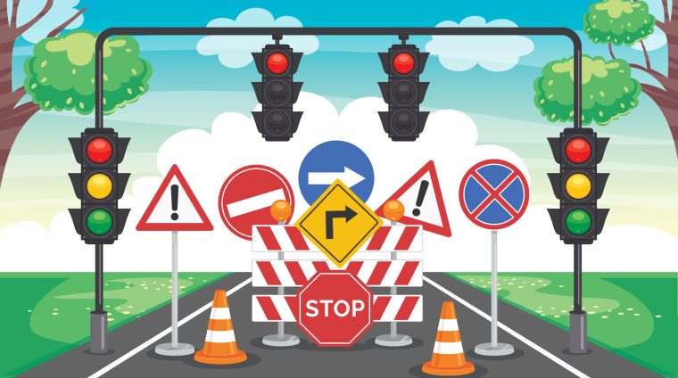 Traffic Concept With Lights And Equipments Traffic Concept With Lights And Equipments